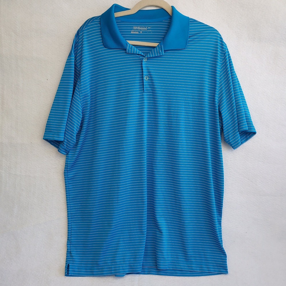 Nike Shirt Men's Size XL Blue White Striped Golf Polo